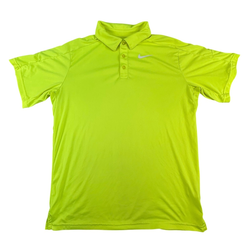 Nike Polo Men's XL Dri-FIT Shirt Neon Yellow Volt Green Short Sleeve Golf Top